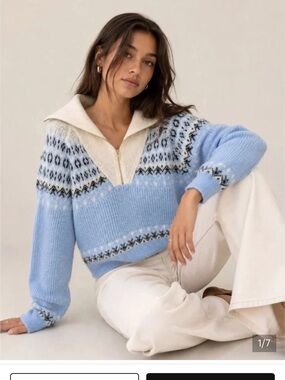 J Crew Fair Isle Half Zip Sweater